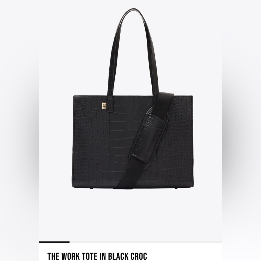 Beis The Work Tote in Black Croc - regular